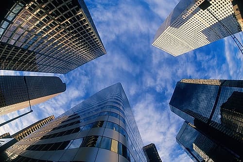 Looking up into Denver-Colorado skyline Cityscapes Print